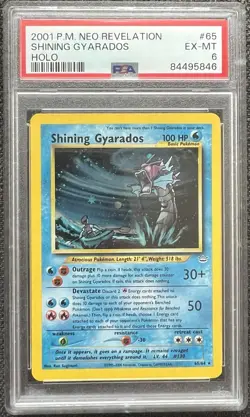 Pokemon TCG Shining Gyarados Neo Revelation Holo Card 65/64 Unlimited PSA 6 EX - Image 1