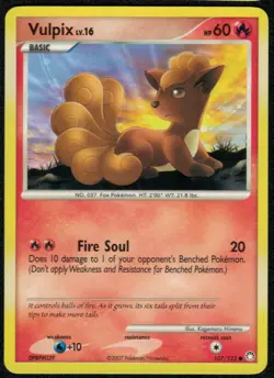 Vulpix 107/123 common MP Pokemon Card HQ Scan - Image 1