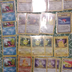 Pokemon TCG Base Set Card Lot of 34 some first edition, vintage,Pikachu, Meowth - Image 1