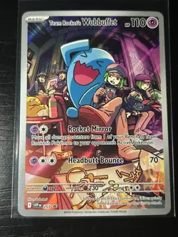 Team Rocket's Wobbuffet 203 Scarlet & Violet Promo Card Holo Pokemon Full Art - Image 1