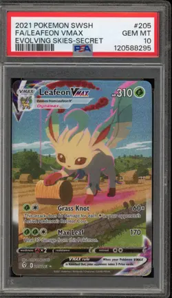 Pokemon Leafeon VMAX Evolving Skies Secret Rare Full Alt Art #205 PSA 10 - Image 1