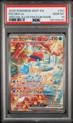 2025 POKEMON WHT EN-WHITE FLARE SPECIAL ILLUSTRATION RARE #167 KELDEO EX PSA 10 - Image 1
