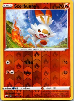 Scorbunny 031/202 Common Sword & Shield Pokemon Reverse Holo Near Mint - Image 1