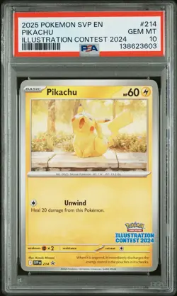 2025 POKEMON SVP EN-SV BLACK STAR PROMO ILLUSTRATION CONTEST 2024 PIKACHU PSA 10 - Image 1