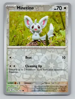 Reverse Holo Minccino 136/162 Common Temporal Forces Pokemon - Image 1