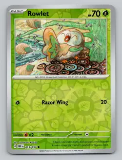 Reverse Holo Rowlet 013/197 Common Obsidian Flames Pokemon - Image 1