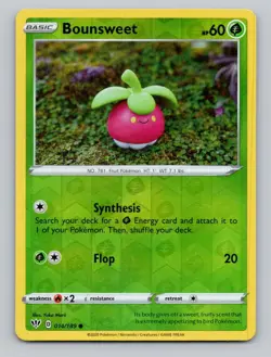 Reverse Holo Bounsweet 014/189 Common Darkness Ablaze Pokemon - Image 1