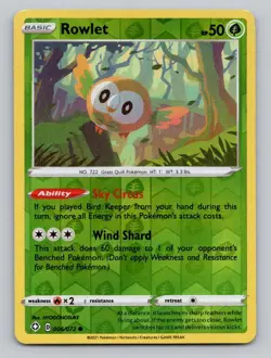 Reverse Holo Rowlet 006/072 Common Shining Fates Pokemon - Image 1