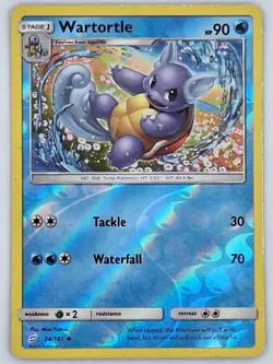 Wartortle 24/181 Pokemon - Reverse Holo Sun & Moon Team Up MP - Image 1