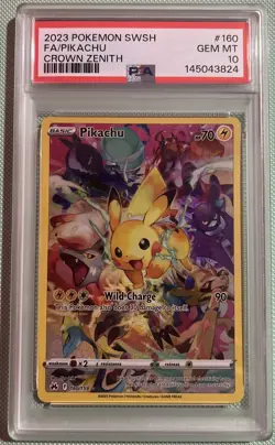 2023 Pokemon Crown Zenith SWSH Pikachu FA 160/159 PSA 10 Gem Mint - Image 1
