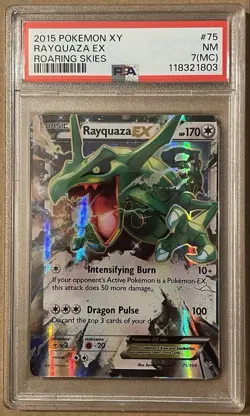 2015 Pokemon RAYQUAZA EX Holo XY Roaring Skies 75/108 PSA 7 (MC) Pack Fresh - Image 1