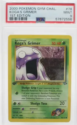 PSA 9 MINT 2000 Pokemon Gym Challenge #78 Koga's Grimer 1st Edition !!! - Image 1