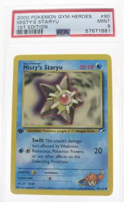 PSA 9 MINT 2000 Pokemon Gym Heroes #90 Misty's Staryu 1st Edition !!! - Image 1