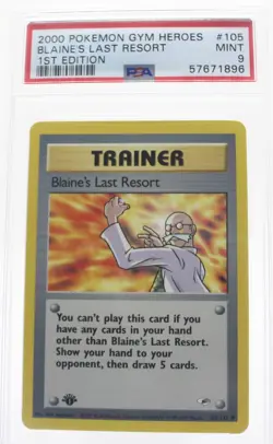 PSA 9 MINT 2000 Pokemon Gym Heroes #105 Blaine's Last Resort 1st Edition !!! - Image 1