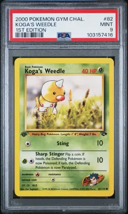 2000 POKEMON GYM CHALLENGE 1ST EDITION #82 KOGA'S WEEDLE PSA 9 NEW CERT LOW POP - Image 1