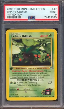 2000 POKEMON GYM HEROES ERIKA'S ODDISH 1ST EDITION #47 PSA 9! - Image 1