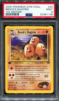 PSA 9 Pokemon 2000 1st Edition Gym Challenge Brock's Dugtrio #22 - Image 1