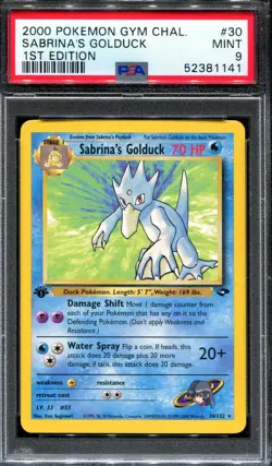 PSA 9 Pokemon 2000 1st Edition Gym Challenge Sabrina's Golduck #30 - Image 1