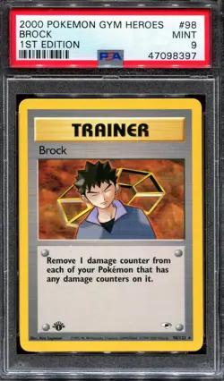 PSA 9 Pokemon 2000 Gym Heroes 1st Edition Brock Trainer #98 - Image 1