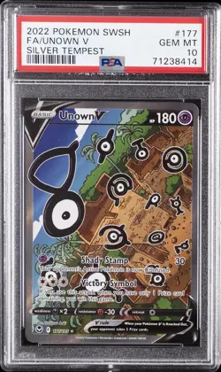 2022 POKEMON SWORD & SHIELD SILVER TEMPEST #177 FULL ART/UNOWN V PSA 10 - Image 1