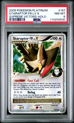 2009 POKEMON SUPREME VICTORS STARAPTOR FB LV X #147 ULTRA PSA 8 NM #114259500 - Image 1