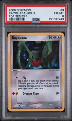2006 Pokemon Pop Series 1 Rayquaza Rare Holo #3/19 PSA 6 - Image 1