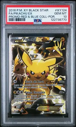 2016 POKEMON XY BLACK STAR PROMO #XY124 FULL ART/PIKACHU EX PSA 10 - Image 1