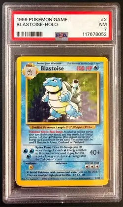 1999 POKEMON BASE SET UNLIMITED #2 BLASTOISE-HOLO PSA 7 - Image 1