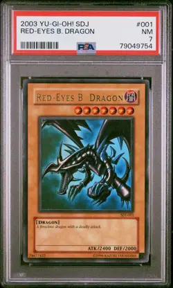 2003 YU-GI-OH! STARTER DECK: JOEY #001 RED-EYES B. DRAGON PSA 7 - Image 1