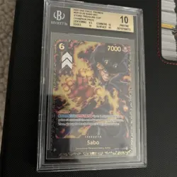 BGS 10 2025 ONE PIECE OP13 #120 SABO STORE TREASURE CUP CHAMPION PROMO ENGLISH - Image 1