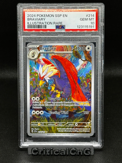 POKEMON SSP EN-SURGING SPARKS ILLUSTRATION RARE #214 BRAVIARY PSA 10 - Image 1