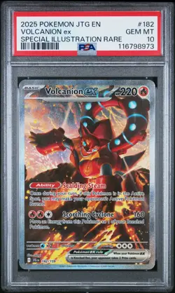 2025 Pokemon Journey Together Volcanion EX Special Illustration Rare #182 PSA 10 - Image 1