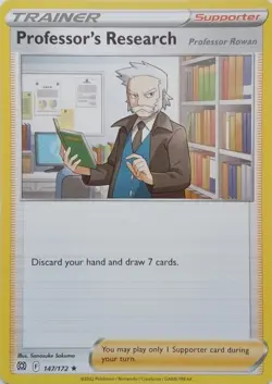 147/172 PROFESSOR'S RESEARCH (PROFESSOR ROWAN) RARE BRILLIANT STARS POKEMON CARD - Image 1