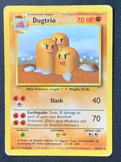 Dugtrio 19/102 Base set non holo rare vintage WOTC pokemon card - Image 1