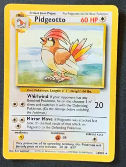 Pidgeotto 22/102 Base set non holo rare vintage WOTC pokemon card - Image 1