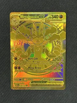 NM Mega Lucario ex 188/132 Mega Evolution Hyper Rare Gold Holo Pokemon Card - Image 1