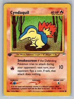 Cyndaquil 1st Edition Pokemon Trading Card Game Neo Destiny 061/105 NM - Image 1