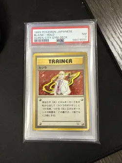 Pokemon Card PSA 7 Blaine Holo Trainer Japanese Vintage Guren City 1999 - Image 1