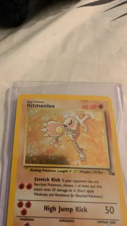 Pokemon TCG Hitmonlee Fossil Holo Rare Card 7/62 LP Condition 1999 - Image 3
