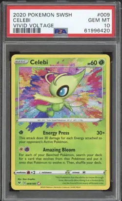 Pokemon Celebi 009/185 Swsh04 Vivid Voltage Amazing Rare Holo PSA 10 Gem Mint - Image 1