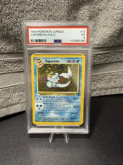 Pokemon Vaporeon 12/64 Jungle Holo Rare EX Unlimited PSA 5 English 1999 Card - Image 1