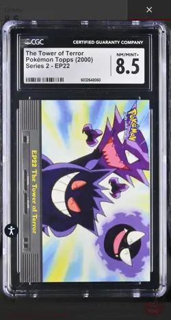CGC 8.5 BLUE LABEL 1st ED 2000 Topps Pokemon Series 2 #EP22 The Tower of Terror - Image 1