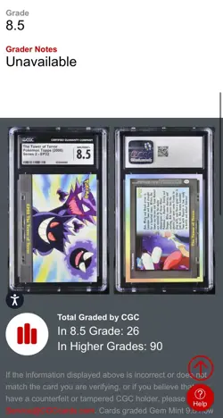 CGC 8.5 BLUE LABEL 1st ED 2000 Topps Pokemon Series 2 #EP22 The Tower of Terror - Image 3