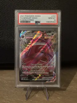 2021 Pokemon Gengar VMAX 157/264 Swsh08: Fusion Strike Holo PSA 10 GEM MINT - Image 1