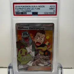 2018 Pokemon Sun & Moon Lost Thunder Professor Elm's Lecture #213/214 PSA 9 MINT - Image 1