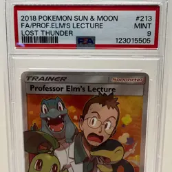 2018 Pokemon Sun & Moon Lost Thunder Professor Elm's Lecture #213/214 PSA 9 MINT - Image 2