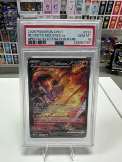 CARTA POKEMON MOLTRES EX DEL TEAM ROCKET 229/182 RIVALI PREDESTINATI ITA PSA 10! - Image 1