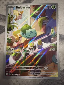 Pokemon TCG Stellar Crown Bulbasaur Holo Rare Card 143/142 Sv07 MINT - Image 1