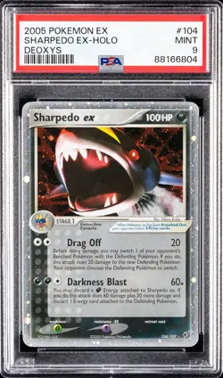 Pokemon EX Deoxys Sharpedo Holo Card #104 PSA 9 Mint SWIRL - Image 1