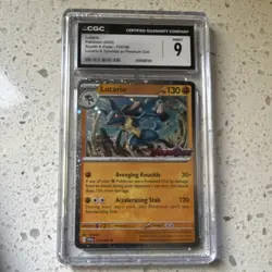 Pokemon Lucario Holo Stamped CGC 9 Mint Card Scarlet & Violet 114/198 - Image 1